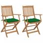Preview: ARDEBO.de - Klappbare Gartenstühle 2 Stk. mit Kissen Massivholz Akazie