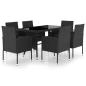 Preview: 7-tlg. Garten-Essgruppe Poly Rattan Schwarz