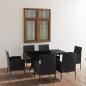 Preview: 7-tlg. Garten-Essgruppe Poly Rattan Schwarz