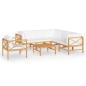 Preview: 7-tlg. Garten-Lounge-Set mit Creme Kissen Massivholz Teak