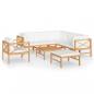 Preview: 8-tlg. Garten-Lounge-Set mit Creme Kissen Massivholz Teak
