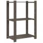 Preview: Lagerregal mit 3 Böden Grau 60x38x90 cm Massivholz Kiefer