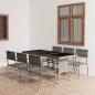 Preview: 7-tlg. Garten-Essgruppe Poly Rattan Anthrazit und Grau