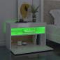 Preview: Nachttisch mit LED-Leuchten Hochglanz-Weiß 60x35x40 cm