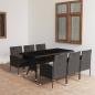 Preview: 7-tlg. Garten-Essgruppe Poly Rattan Schwarz