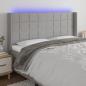 Preview: ARDEBO.de - LED Kopfteil Hellgrau 203x16x118/128 cm Stoff