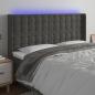 Preview: ARDEBO.de - LED Kopfteil Dunkelgrau 163x16x118/128 cm Samt