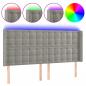 Preview: LED Kopfteil Hellgrau 203x16x118/128 cm Samt 