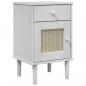 Preview: ARDEBO.de - Nachttisch SENJA Rattan-Look Weiß 40x35x65 cm Massivholz Kiefer