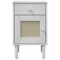 Preview: Nachttisch SENJA Rattan-Look Weiß 40x35x65 cm Massivholz Kiefer