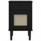 Preview: Nachttisch SENJA Rattan-Look Schwarz 40x35x65 Massivholz Kiefer