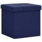 Preview: Hocker mit Stauraum Blau Leinenoptik