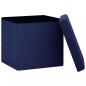 Preview: Hocker mit Stauraum Blau Leinenoptik