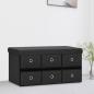 Preview: ARDEBO.de - Faltbare Sitzbank mit Stauraum Schwarz 76x38x38 cm Leinenoptik