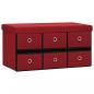 Preview: Faltbare Sitzbank mit Stauraum Weinrot 76x38x38 cm Leinenoptik