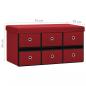 Preview: Faltbare Sitzbank mit Stauraum Weinrot 76x38x38 cm Leinenoptik