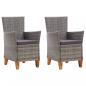Preview: ARDEBO.de - Gartenstühle 2 Stk. mit Auflagen Poly Rattan Grau
