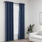 Preview: ARDEBO.de - Verdunkelungsvorhänge Ösen Leinenoptik 2 Stk. Blau 140x225 cm