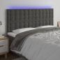 Preview: ARDEBO.de - LED Kopfteil Dunkelgrau 180x5x118/128 cm Samt