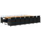 Preview: 15-tlg. Garten-Essgruppe mit Kissen Schwarz Poly Rattan