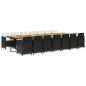 Preview: 15-tlg. Garten-Essgruppe mit Kissen Schwarz Poly Rattan