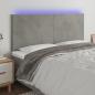 Preview: ARDEBO.de - LED Kopfteil Hellgrau 200x5x118/128 cm Samt