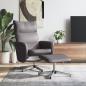 Preview: ARDEBO.de - Relaxsessel mit Fußhocker Grau Kunstleder