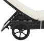 Preview: Sonnenliegen 2 Stk. mit Rollen und Auflagen Poly Rattan Schwarz