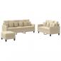 Preview: 3-tlg. Sofagarnitur mit Kissen Creme Stoff