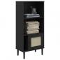 Preview: Bücherschrank SENJA Rattan-Look Schwarz 60x35x130cm Kiefernholz