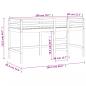 Preview: Kinderhochbett mit Leiter Schwarz 80x200 cm Massivholz Kiefer