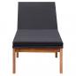 Preview: Sonnenliege mit Auflage Poly Rattan und Massivholz Akazie