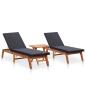 Preview: Sonnenliegen 2 Stk. mit Tisch Poly Rattan und Massivholz Akazie