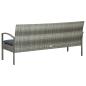 Preview: Gartensofa 3-Sitzer mit Kissen Grau Poly Rattan