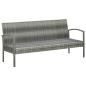 Preview: Gartensofa 3-Sitzer mit Kissen Grau Poly Rattan
