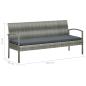 Preview: Gartensofa 3-Sitzer mit Kissen Grau Poly Rattan