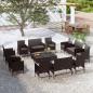 Preview: ARDEBO.de - 16-tlg. Garten-Lounge-Set mit Auflagen Poly Rattan Schwarz