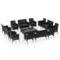 Preview: 16-tlg. Garten-Lounge-Set mit Auflagen Poly Rattan Schwarz