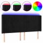 Preview: LED Kopfteil Schwarz 203x16x118/128 cm Samt