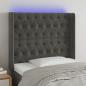 Preview: ARDEBO.de - LED Kopfteil Dunkelgrau 93x16x118/128 cm Samt