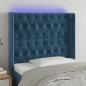 Preview: ARDEBO.de - LED Kopfteil Dunkelblau 103x16x118/128 cm Samt