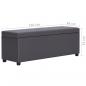Preview: Bank mit Staufach 116 cm Grau Kunstleder