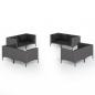 Preview: 8-tlg. Garten-Lounge-Set mit Kissen Poly Rattan Dunkelgrau