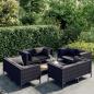 Preview: ARDEBO.de - 9-tlg. Garten-Lounge-Set mit Kissen Poly Rattan Dunkelgrau