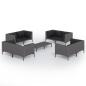 Preview: 9-tlg. Garten-Lounge-Set mit Kissen Poly Rattan Dunkelgrau