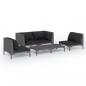Preview: 5-tlg. Garten-Lounge-Set mit Kissen Poly Rattan Dunkelgrau