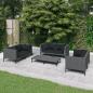 Preview: ARDEBO.de - 7-tlg. Garten-Lounge-Set mit Kissen Poly Rattan Dunkelgrau