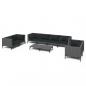 Preview: 9-tlg. Garten-Lounge-Set mit Kissen Poly Rattan Dunkelgrau