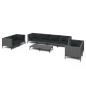 Preview: 9-tlg. Garten-Lounge-Set mit Kissen Poly Rattan Dunkelgrau