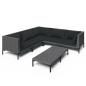 Preview: 6-tlg. Garten-Lounge-Set mit Kissen Poly Rattan Dunkelgrau